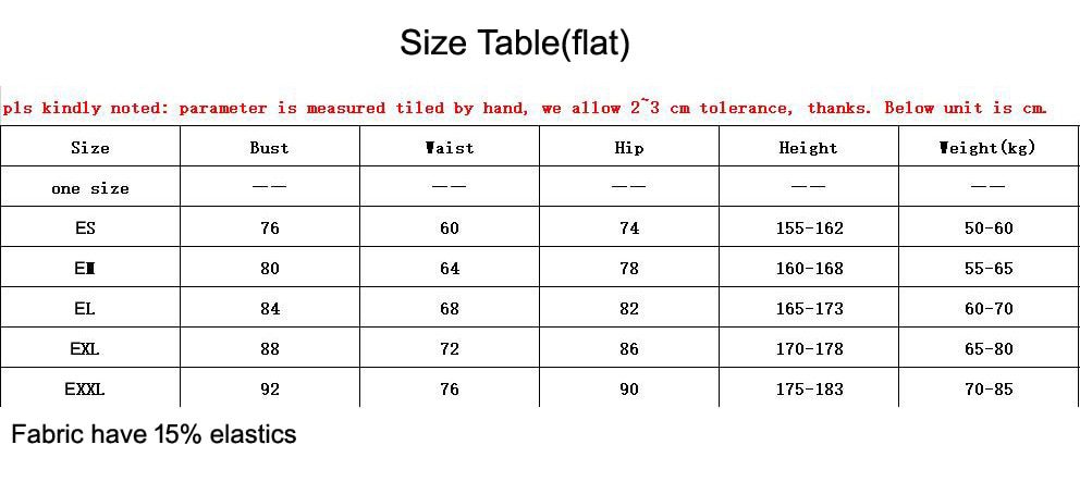 size table